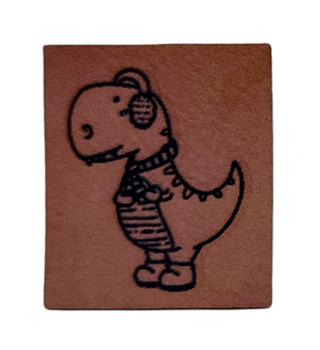Label - Winter Dino Rex  - ca. 3 cm x 3,5 cm - Kunstleder ++ Farbauswahl ++